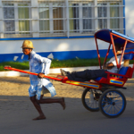 Pousse-pousse, the local taxi, Antsirabe, Madagascar, Africa