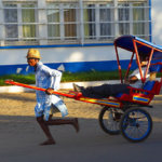 Pousse-pousse, the local taxi, Antsirabe, Madagascar, Africa