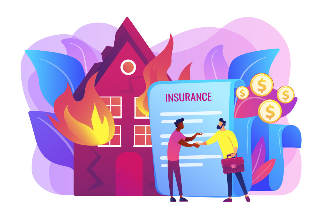 Fire insurance concept vector illustration.