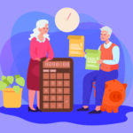 Retirement plan strategy for senior people vector illustration