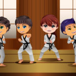 Kids Practicing Martial Arts in the Dojo