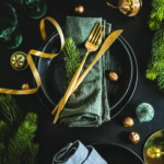 Christmas table setting in dark
